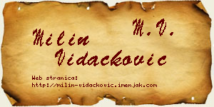Milin Vidačković vizit kartica